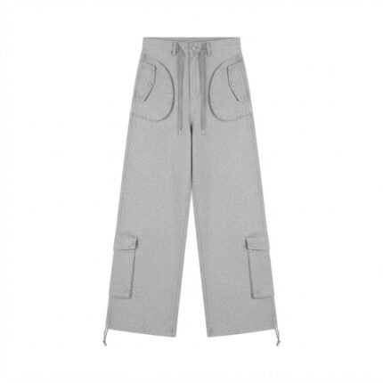 Custom Grey Cargo Sweatpants | Wide-Leg Multi-Pocket Utility Trousers