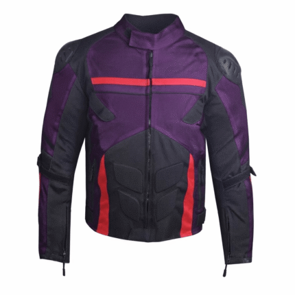 Purple & Black Armored Motorcycle Riding Jacket – Reflective Touring Biker Jacket