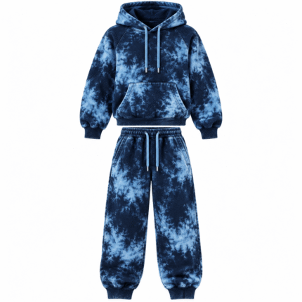 Blue Tie Dye Oversized Hoodie Sweat Suit for Streetwear & Casual Wear