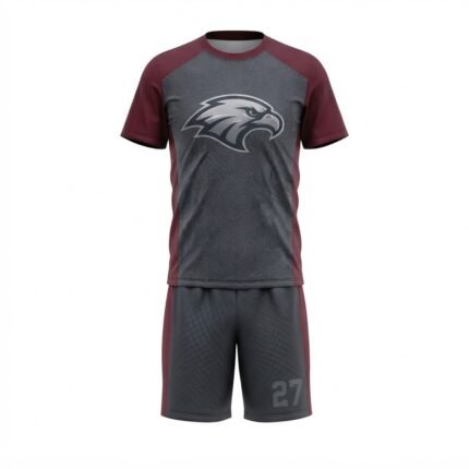 Custom Lacrosse Jersey & Shorts Set | Grey & Maroon Performance Lacrosse Uniform