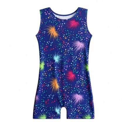 Blue Firework Pattern Gymnastics Uniform | Custom Performance Leotard